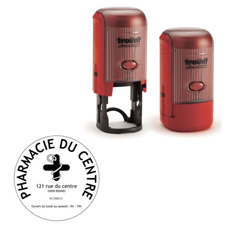 tampon-pharmacie-trodat-46025-personnalisable-5-lignes-boitier-rouge-farmarecta2